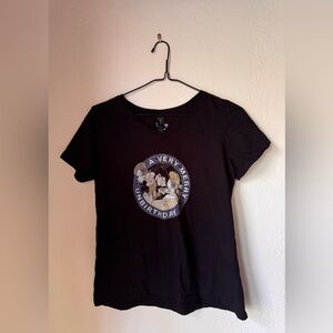 Disney Alice In Wonderland Mad Hatter Un-Birthday T-Shirt Black Medium NWOT